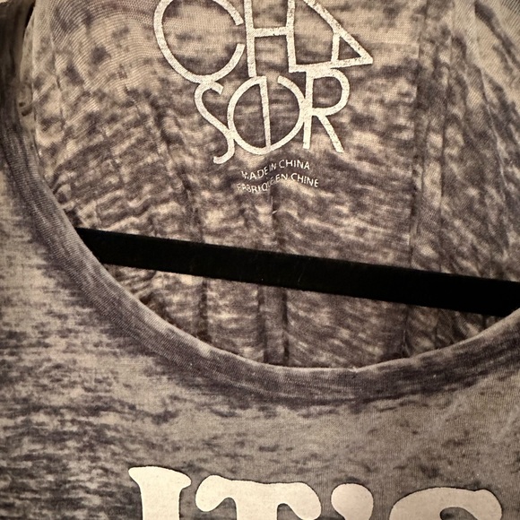 Chaser It’s Better In NY Burnout Graphic Tee Gray Vintage Wash Burnout semisheer - Picture 4 of 7